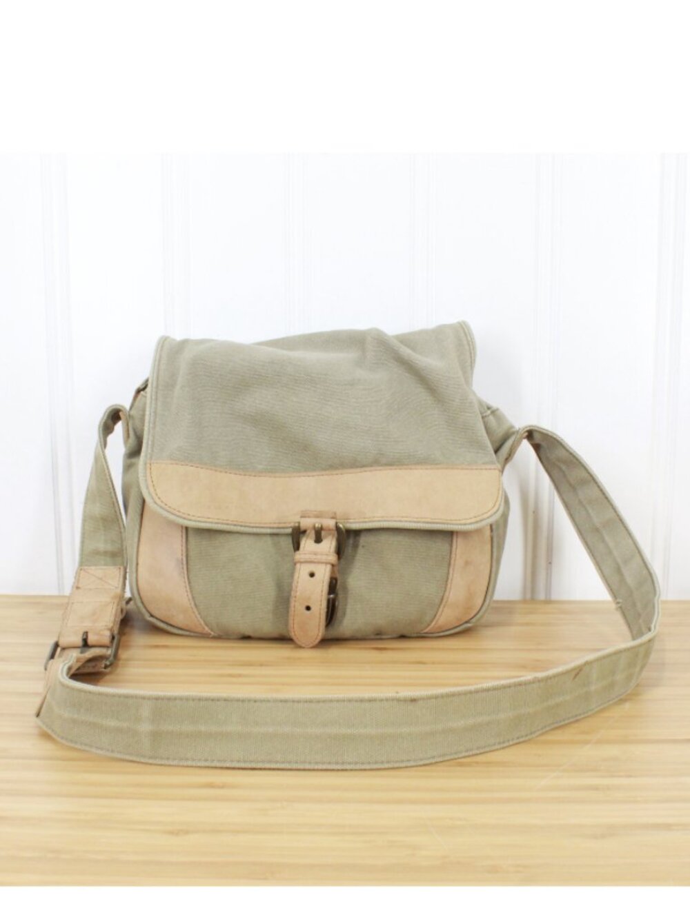 Vintage LL Bean Sunwashed Canvas Leather Trim Shoulder Bag Gorpcore Utility